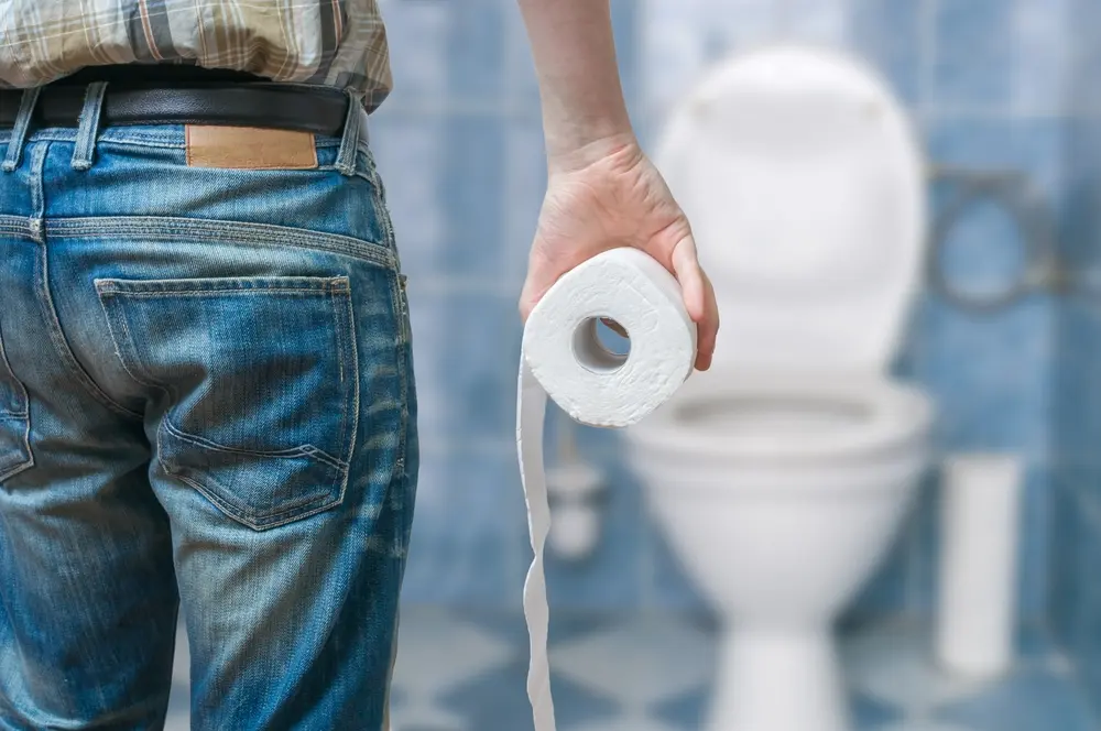 Toilet being flushed