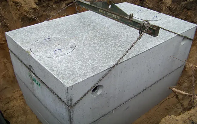 Concrete septic tank ready for installation