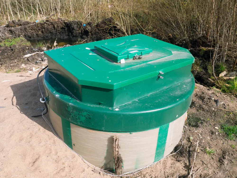 New aerobic septic tank set in the ground